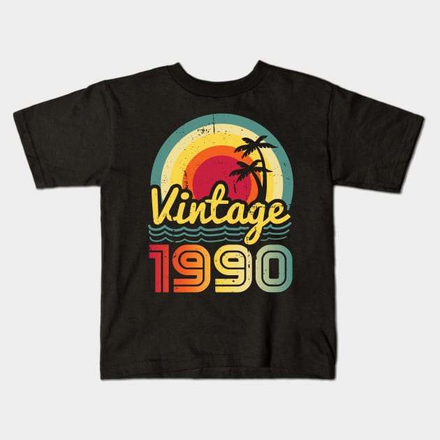 Vintage 1990 Made in 1990 33th birthday 33 years old Gift Kids T-Shirt by Winter Magical Forest